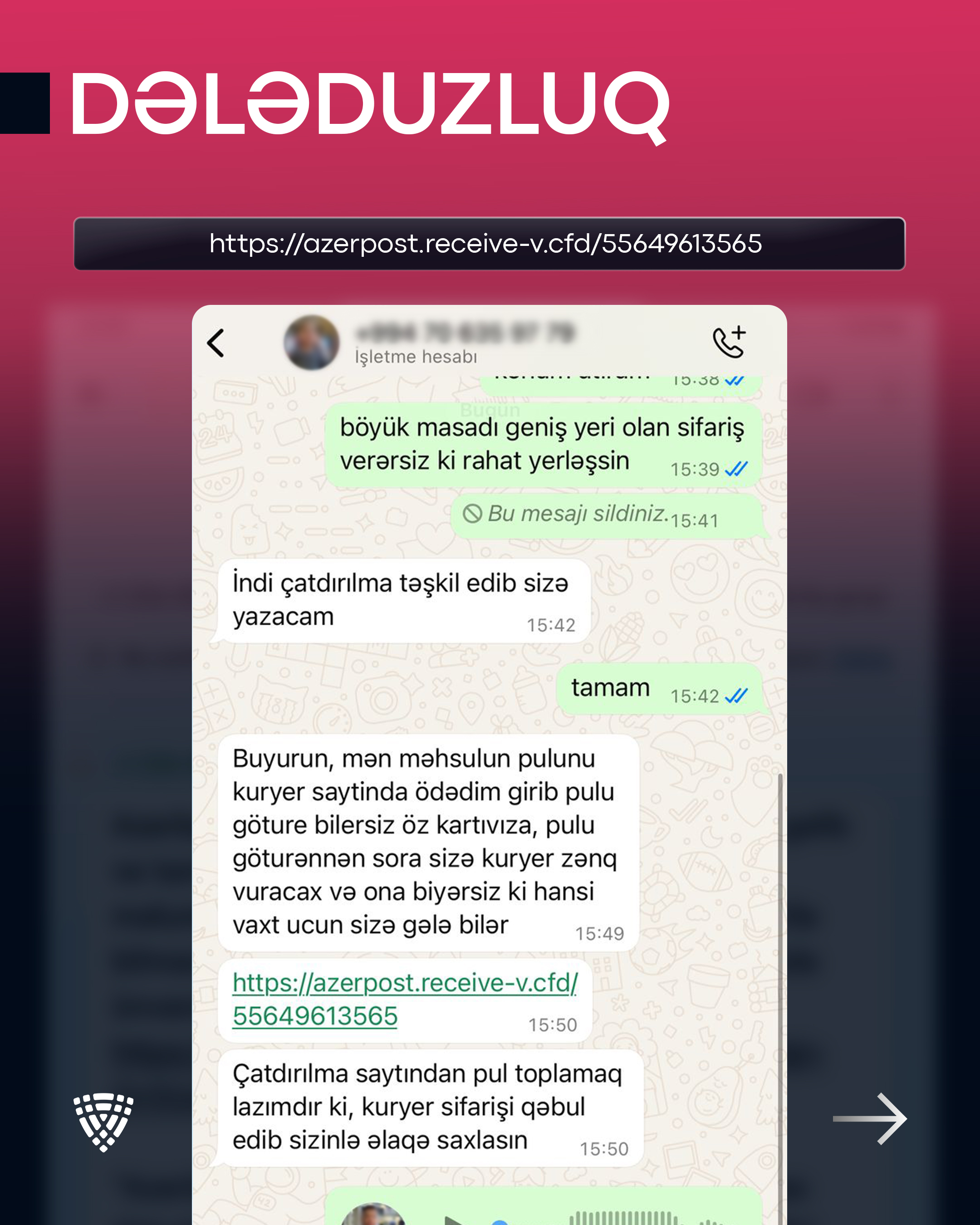 Azərpoçt MMC-nin adından müxtəlif platformalar üzərindən dələduzluqlar davam edir
