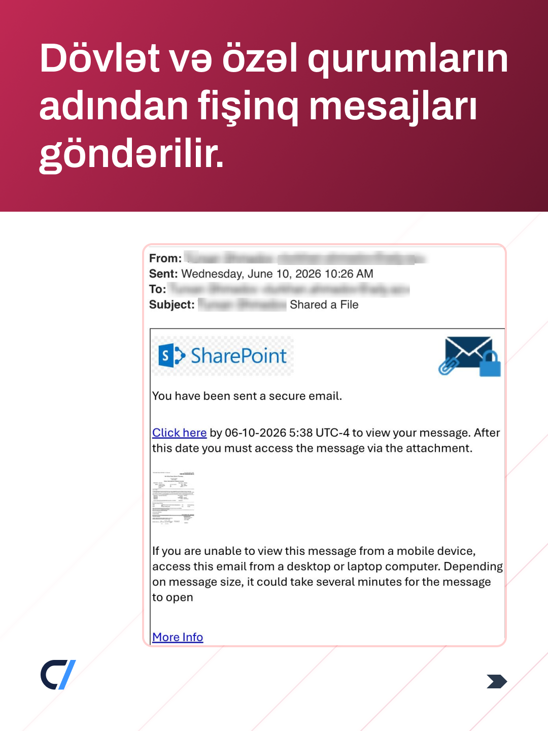 Dövlət və özəl qurumların adından fişinq mesajları göndərilir!