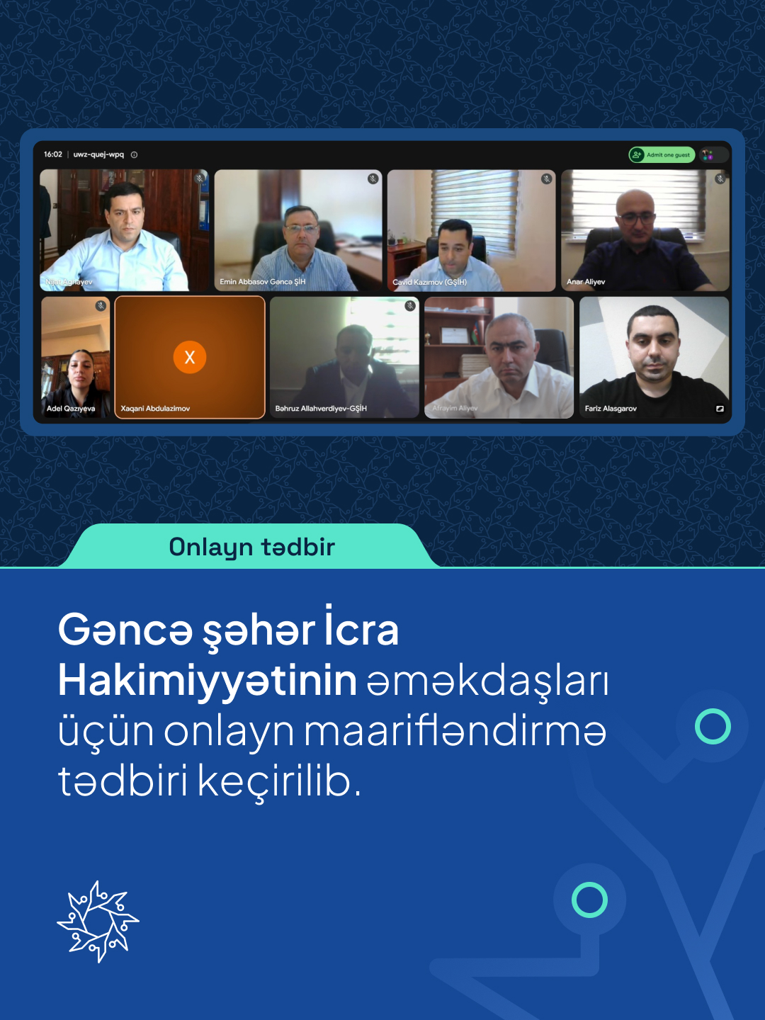 Gəncə şəhər İcra Hakimiyyətinin əməkdaşları üçün onlayn maarifləndirmə tədbiri keçirilib.